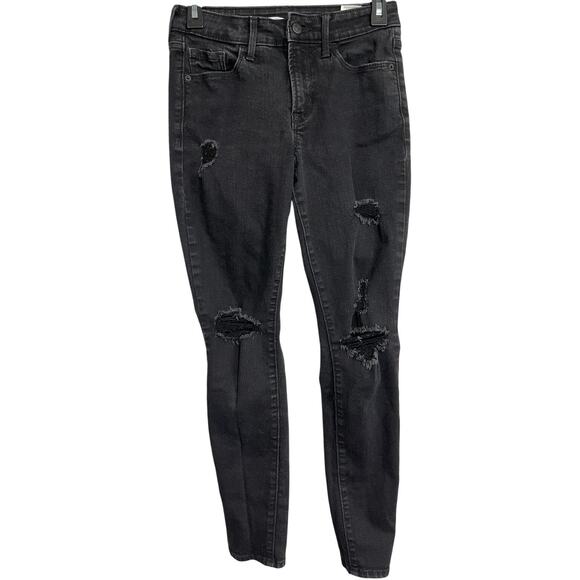 Old Navy Pop Icon Skinny Jeans Women Size 2 Gray High Rise Ripped Cotton Blend - Picture 1 of 5